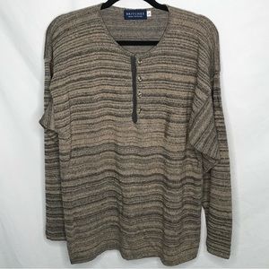 NWOT Britches Henley Sweater Vintage Women’s Large Great Outdoors Brown Stripe